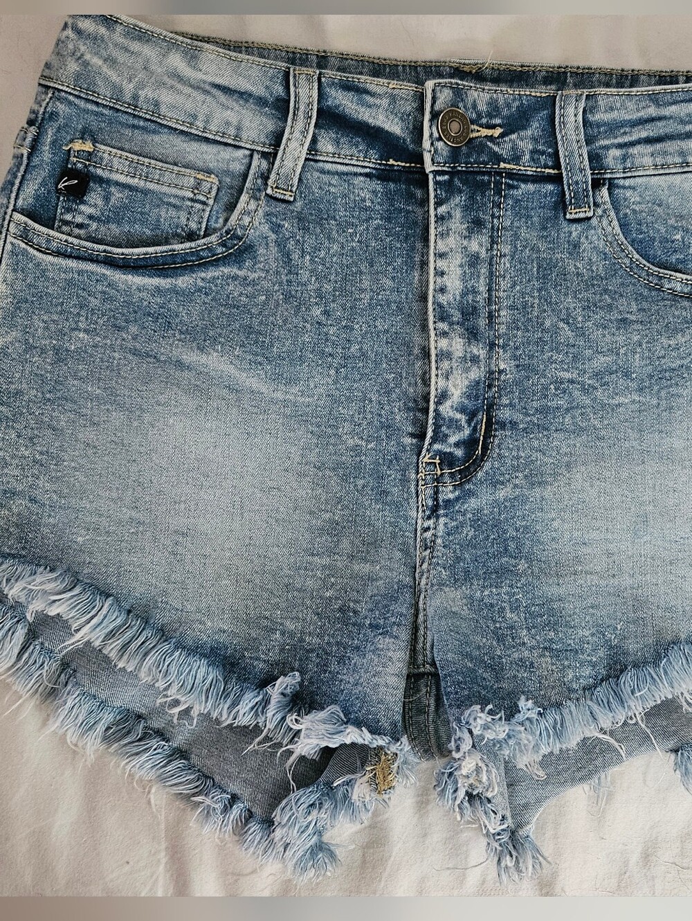 KanCan Stonewash Demin Shorts, Raw Hem